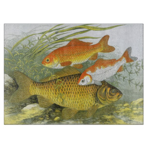 Goldfish Koi Fish, Vintage Marine Aquatic Sea Life Cutting Board