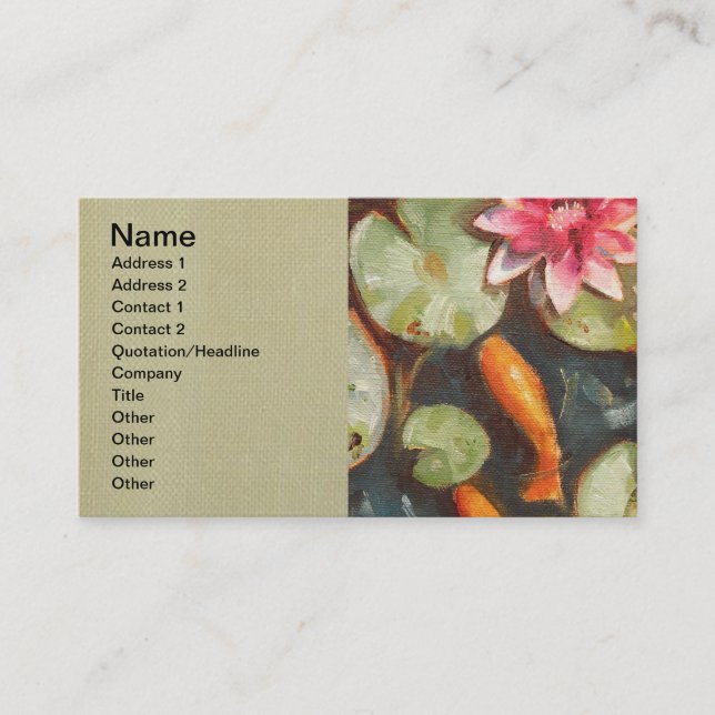 Goldfish Koi Pond Water Lilies Business Card (Front)