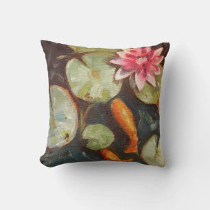 Goldfish Koi Pond Water Lilies Cushion