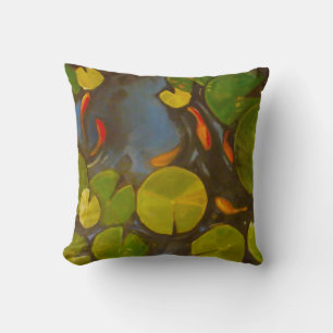 Goldfish Koi Pond Water Lilies Cushion