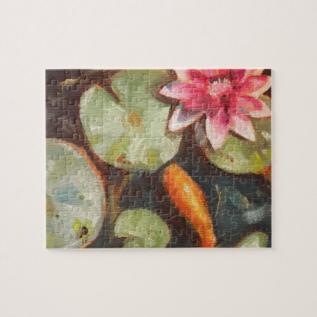 Goldfish Koi Pond Water Lilies Jigsaw Puzzle (Horizontal)