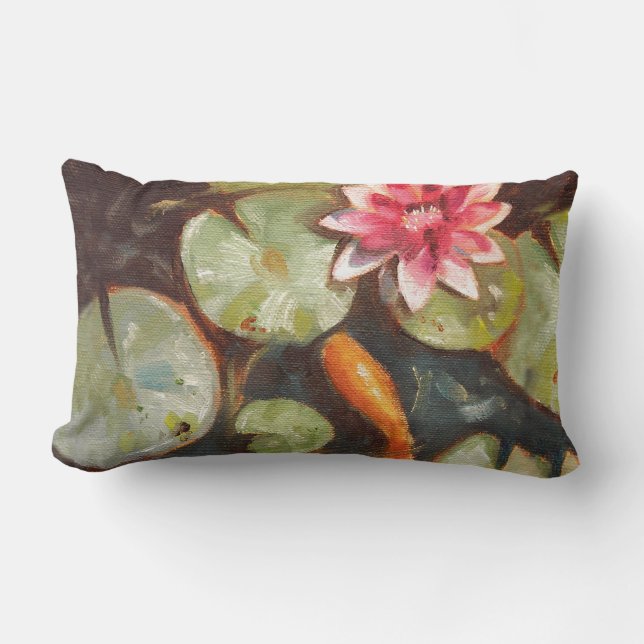 Goldfish Koi Pond Water Lilies Lumbar Cushion (Front)