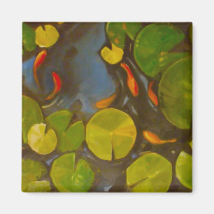 Goldfish Koi Pond Water Lilies Magnet