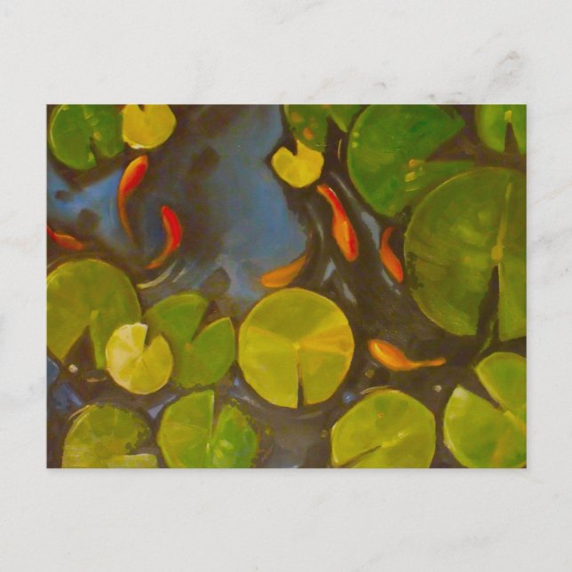 Goldfish Koi Pond Water Lilies Postcard (Front)
