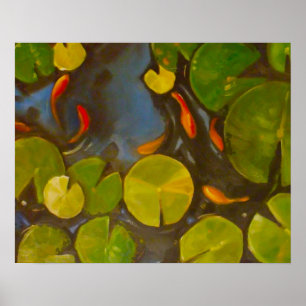 Goldfish Koi Pond Water Lilies Poster