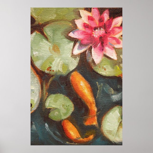 Goldfish Koi Pond Water Lilies Poster (Front)