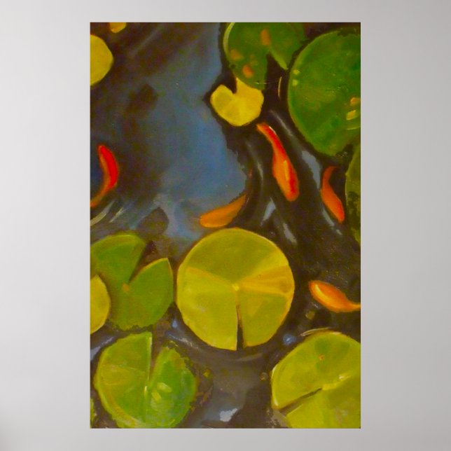 Goldfish Koi Pond Water Lilies Poster (Front)