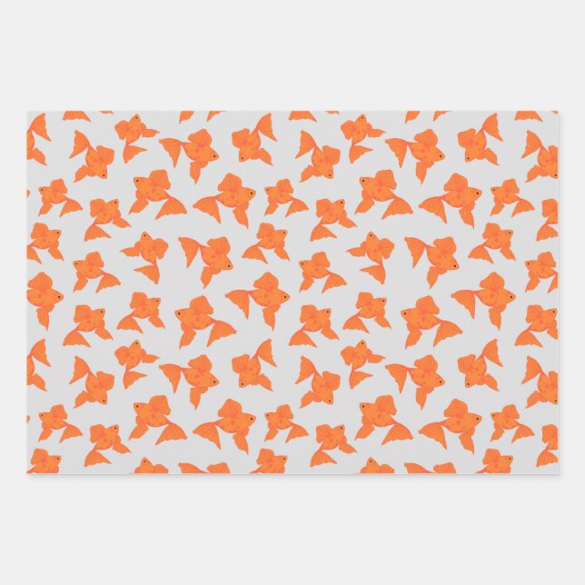 Goldfish on gray Wrapping paper sheet set (Front)