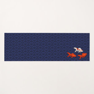 Goldfish on Seigaiha Pattern Japanese Yoga Mat