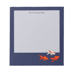 Goldfish on Seigaiha Pattern Personalised Japanese Notepad