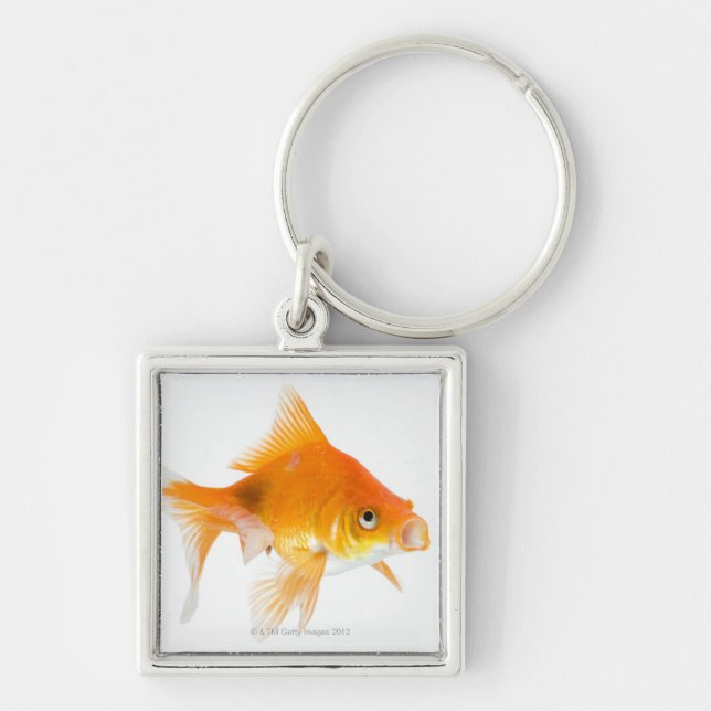 Goldfish on white background key ring (Front)