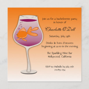 goldfish orange; bachelorette invitation