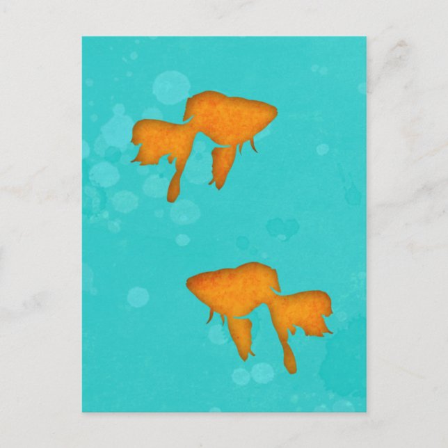Goldfish orange silhouettes in turquoise water postcard (Front)