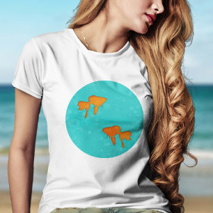 Goldfish orange silhouettes in turquoise water T-Shirt