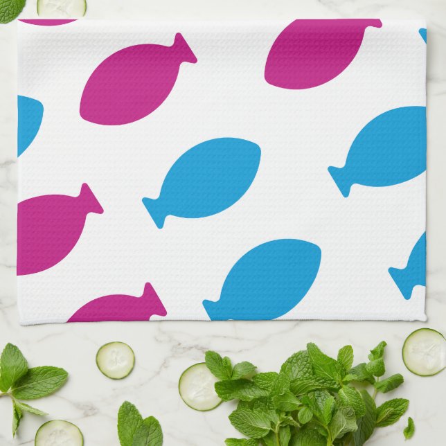 Goldfish pattern tea towel (Folded)