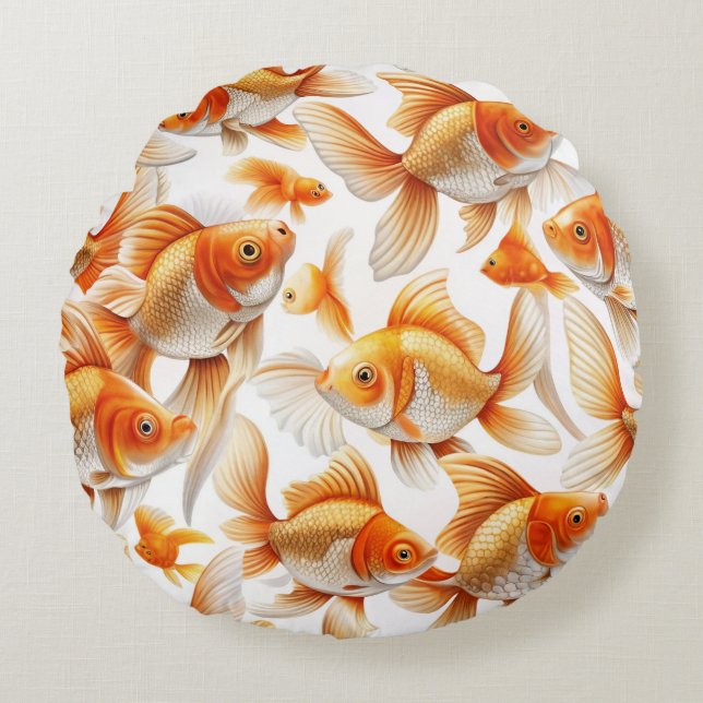 Goldfish Pattern Throw Pillow and Fleece Blanket (Front)