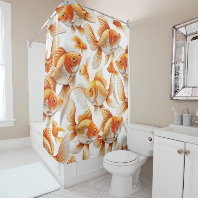 Goldfish Pattern Wallpaper and Curtain (In Situ)