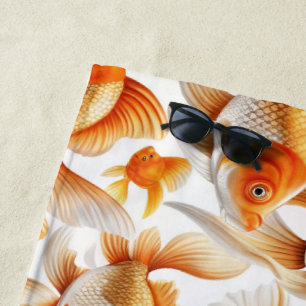 Goldfish Pattern Wallpaper and Curtain Beach Towel