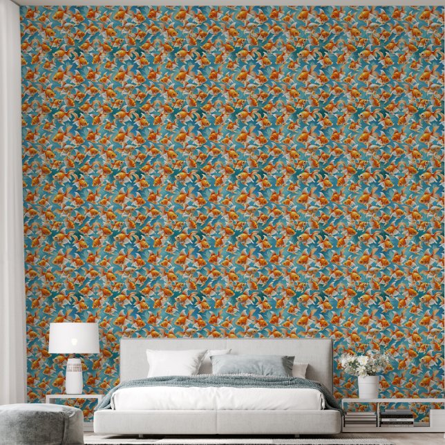 Goldfish Pattern | Wallpaper & Curtain Design  (Bedroom)