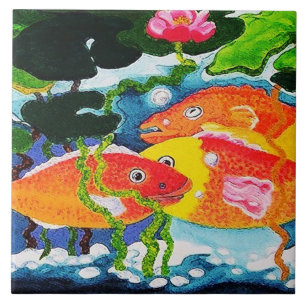 goldfish pond ceramic tile
