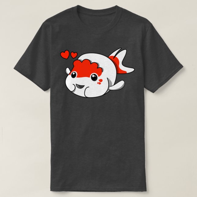goldfish ranchu lion head fish red and white T-Shirt (Design Front)