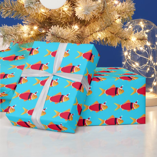 Goldfish Santa Christmas Wrapping Paper (Holidays)