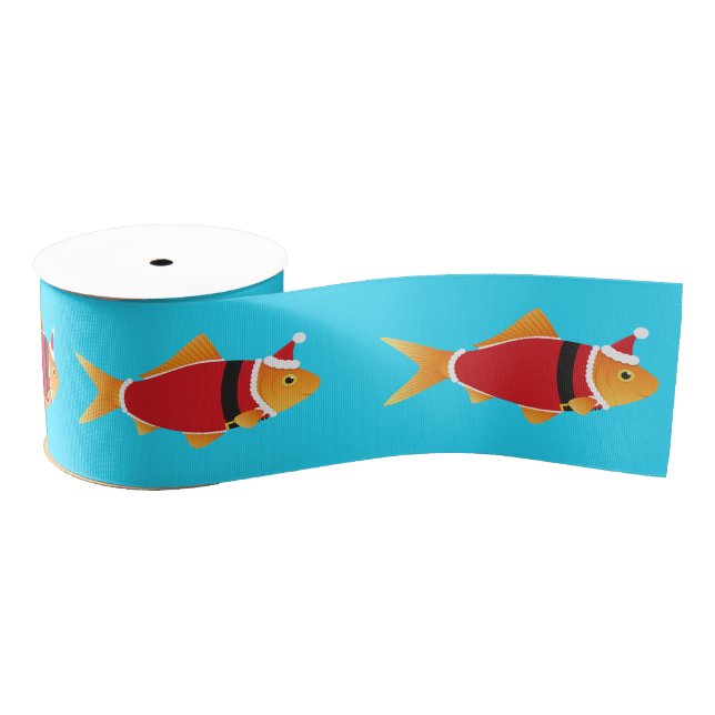 Goldfish Santa Fish Christmas Grosgrain Ribbon (Spool)