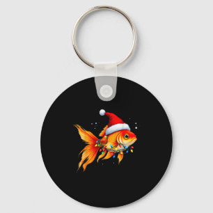 Goldfish Santa Hat Lights Christmas Cute Xmas Paja Key Ring