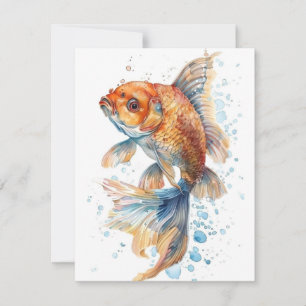 Goldfish Study In Watercolors Holiday Card