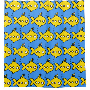 Goldfish submarine shower curtain