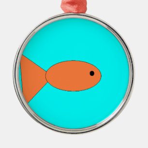 goldfish swimming in the ocean, art by kids :) metal ornament