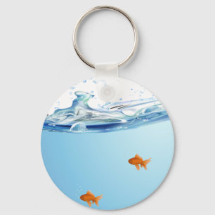 Goldfish under water aquarium key ring