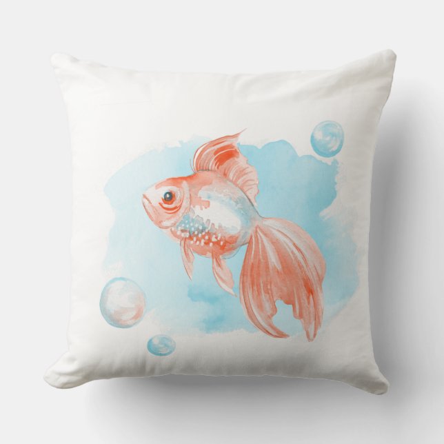 Goldfish. Watercolor Cushion (Front)