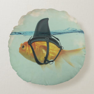Goldfish with a Shark Fin Round Cushion