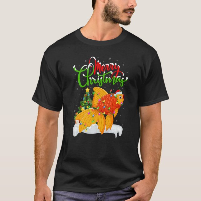 Goldfish  Xmas Decorations Santa Goldfish Christma T-Shirt (Front)