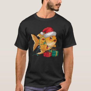 Goldfish Xmas Lighting Santa Hat Goldfish Christma T-Shirt