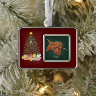 Goldie Doodle Christmas Tree Framed Ornament