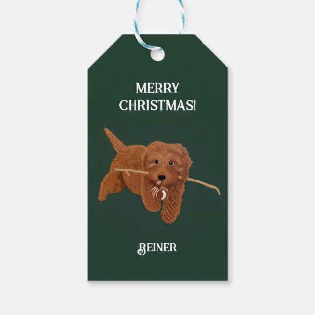 Goldie Doodle Green Gift Tags (Front)