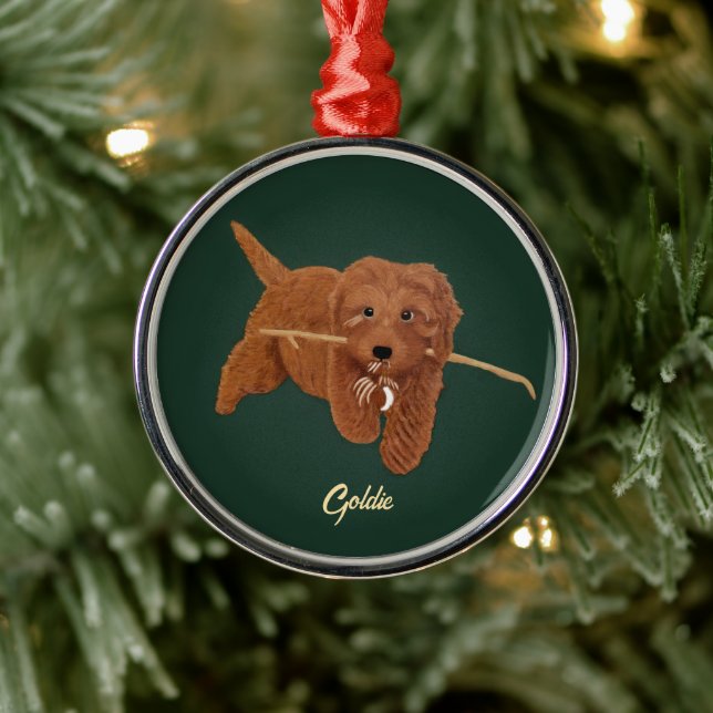 Goldie Doodle Metal Ornament (Tree)