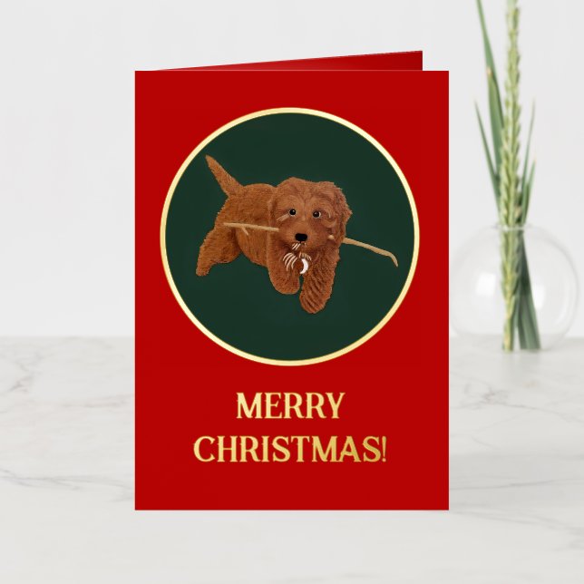Goldie Doodle Red Foil Greeting Card (Front)