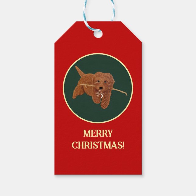 Goldie Doodle Red Gift Tags (Front)