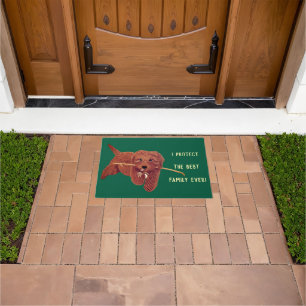 Goldie Golden Dog Green Doormat