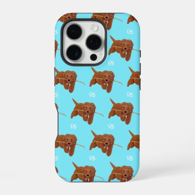 Goldie Golden Doodle Blue iPhone Case (Back)