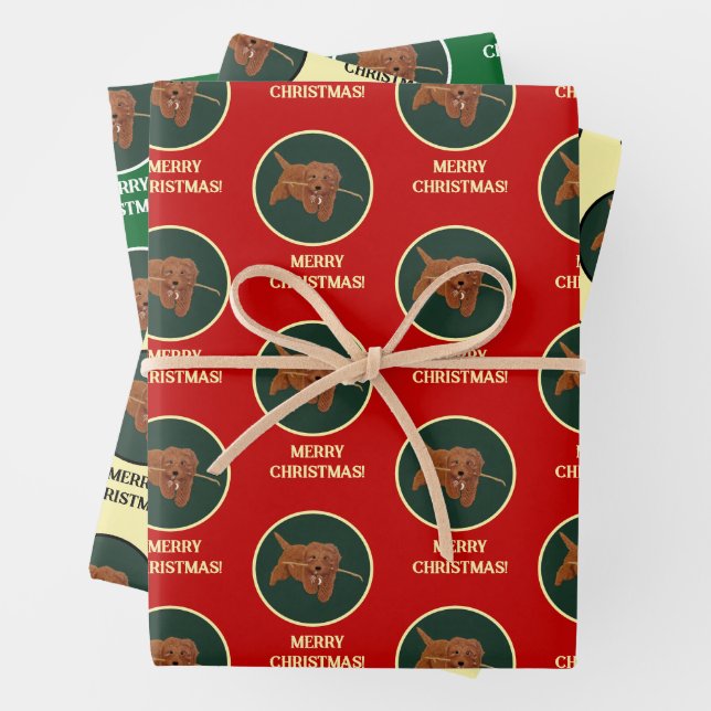 Goldie Golden Doodle Wrapping Paper Sheet (In situ)