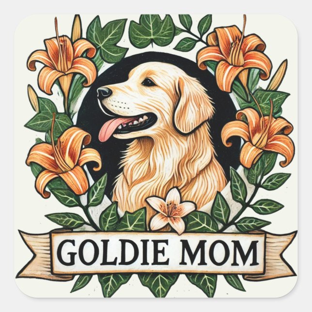 Goldie Mum Golden Retriever Dog Moms               Square Sticker (Front)