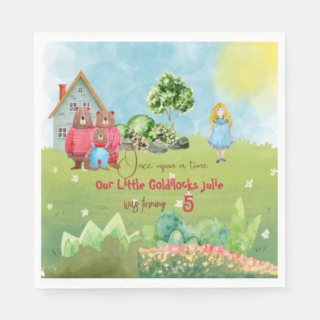 Goldilocks and The Three Bears Birthday Napkin (Front)