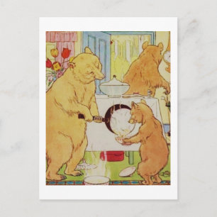 Goldilocks and Three Bears Vintage, Historical art Postcard