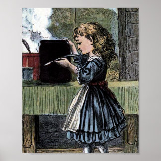 Goldilocks Tasting the Food Vintage Illustration Poster