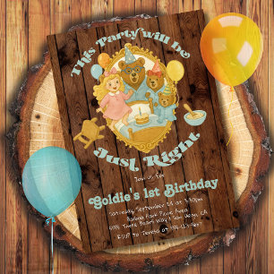 Goldilocks & the Three Bears Birthday Party Invitation
