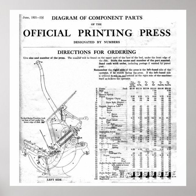 Golding letterpress parts poster large and legible (Front)